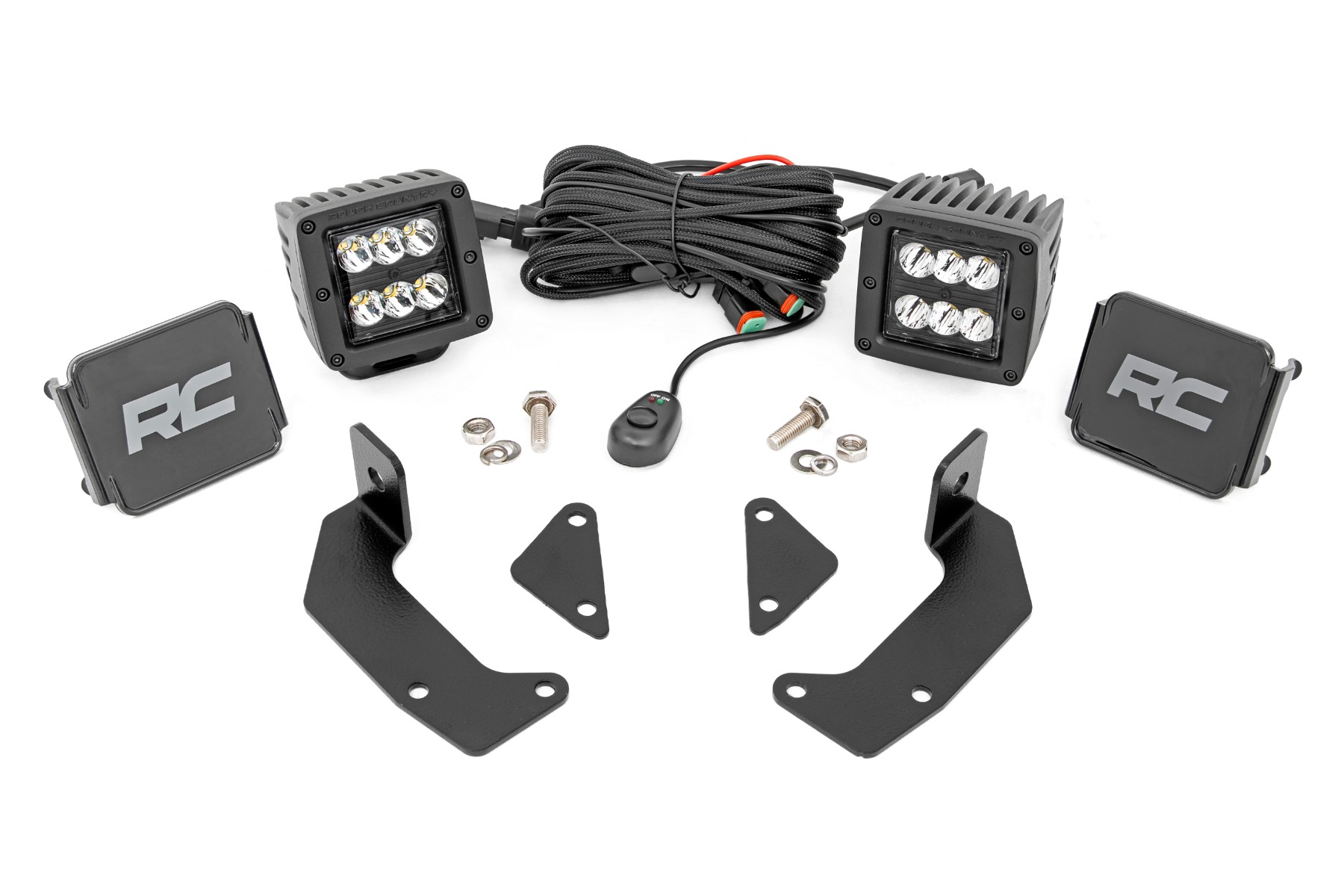 Rough Country LED Light Kit Cage Mount 2″ Black Pair CFMOTO UFORCE 1000