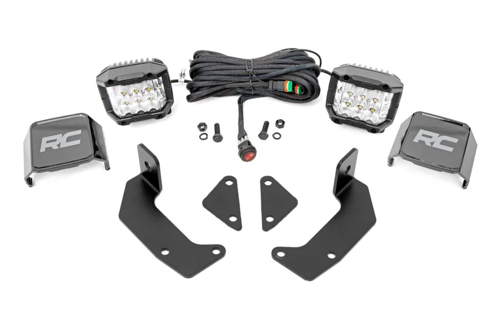 Rough Country LED Light Kit Cage Mount 2β³ Chrome Pair Wide Angle CFMOTO UFORCE 1000