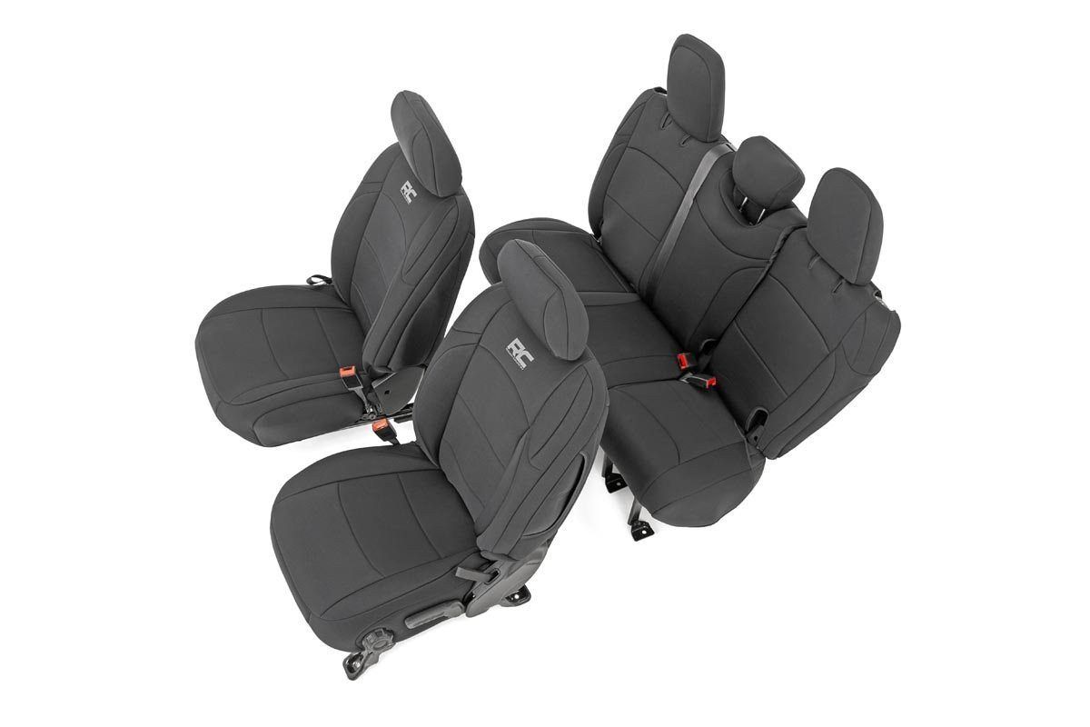 Rough Country Seat Covers Front and Rear w/ Armrest Jeep Wrangler Unlimited 4WD (18-26)