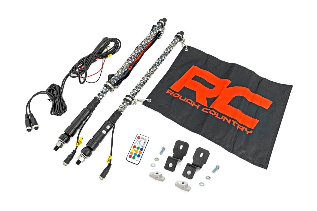 Rough Country Whip Mount 2′ Multl-Color LED Whip Pair Can-AM Defender/Segway