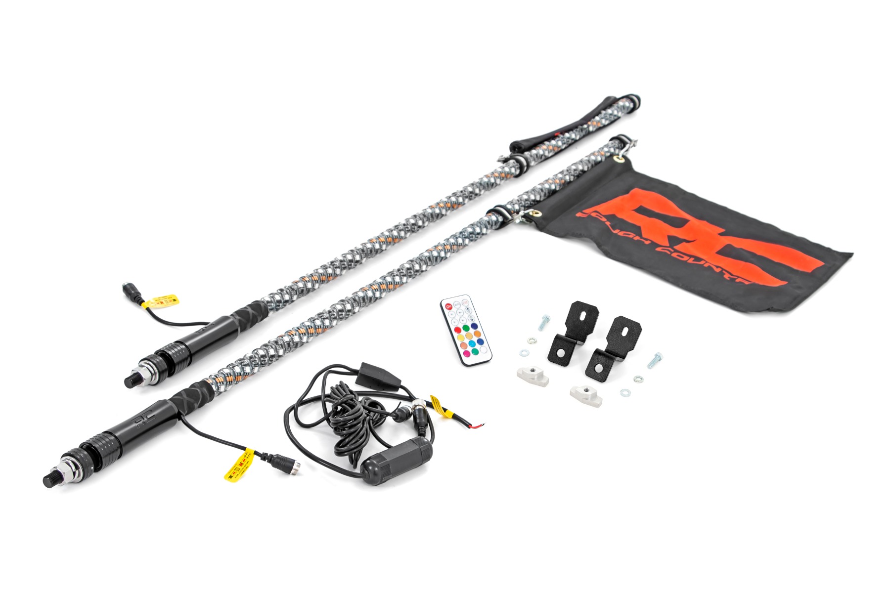 Whip Mount | 4′ Multl-Color LED Whip Pair | Can-AM Defender/Segway — Rough Country