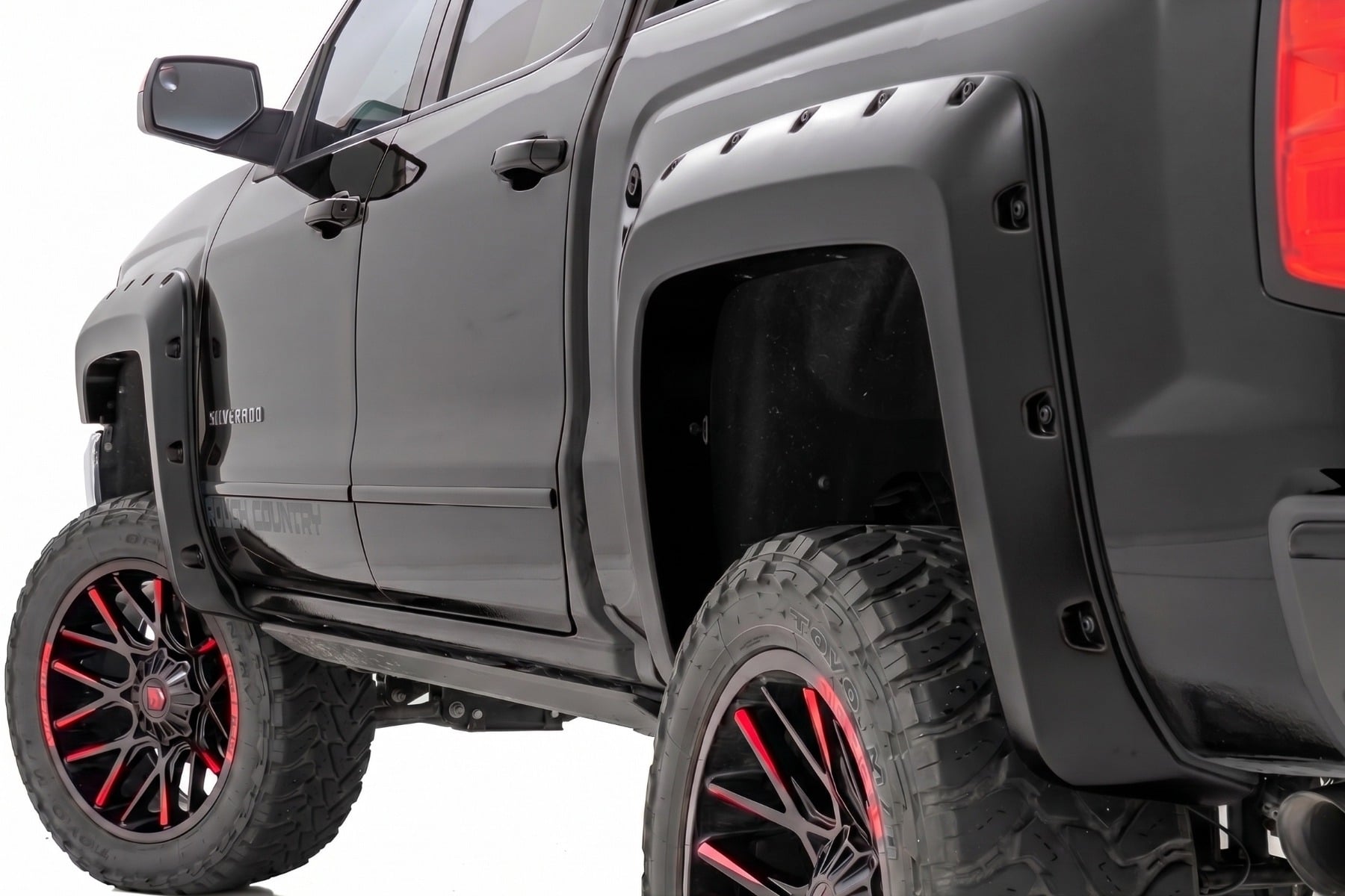 Rough Country Pocket Fender Flares 5’9″ Bed GBA Black Chevy Silverado 1500 (14-18 & Classic)