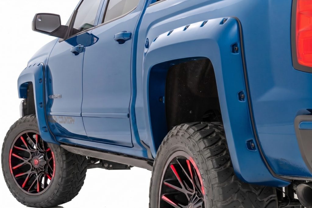 Rough Country Pocket Fender Flares 6’7″ & 8′ Bed G1K Deep Ocean Blue Chevy Silverado 1500 (14-18)/2500HD