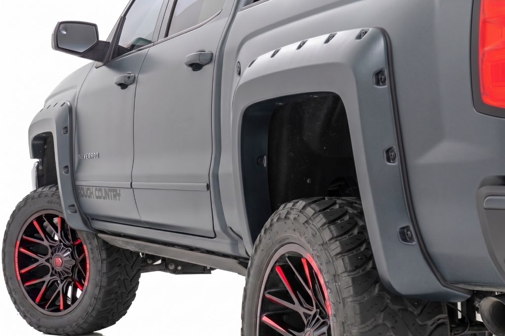 Rough Country Pocket Fender Flares 6’7″ & 8′ Bed GPA Graphite Chevy Silverado 1500 (14-18)/2500HD