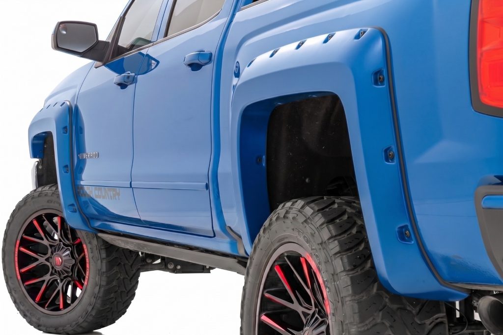 Rough Country Pocket Fender Flares 6’7″ & 8′ Bed GA0 Northsky Blue Chevy Silverado 1500 (14-18)/2500HD