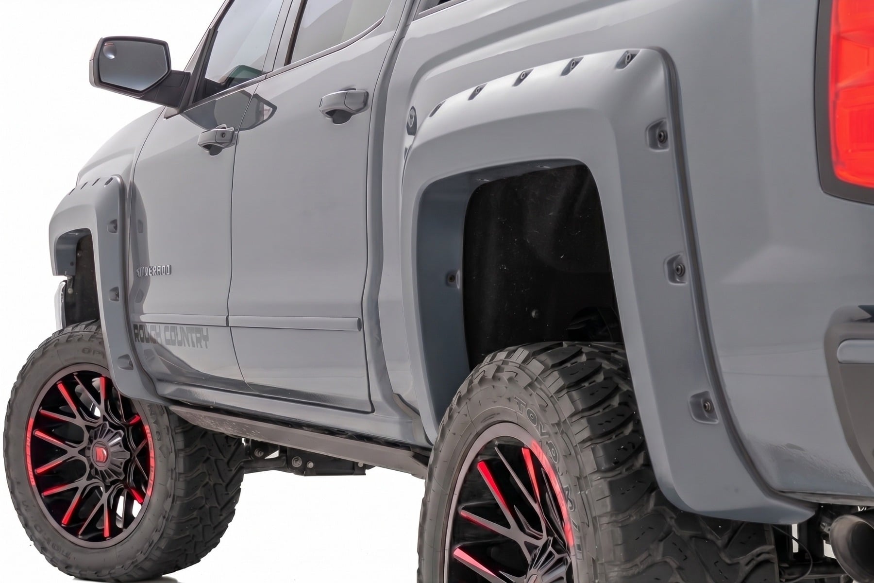Rough Country Pocket Fender Flares 5β9β³ Bed G1C Overcast Chevy Silverado 1500 (14-18 & Classic)