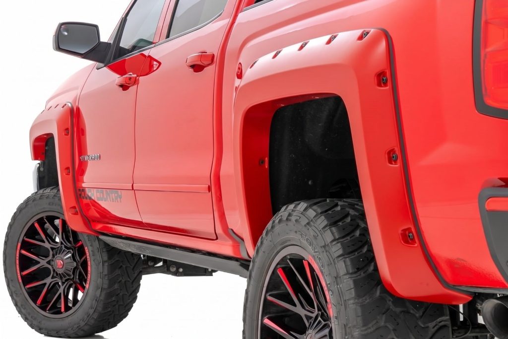 Rough Country Pocket Fender Flares 5’9″ Bed G7C Red Hot Chevy Silverado 1500 (14-18 & Classic)