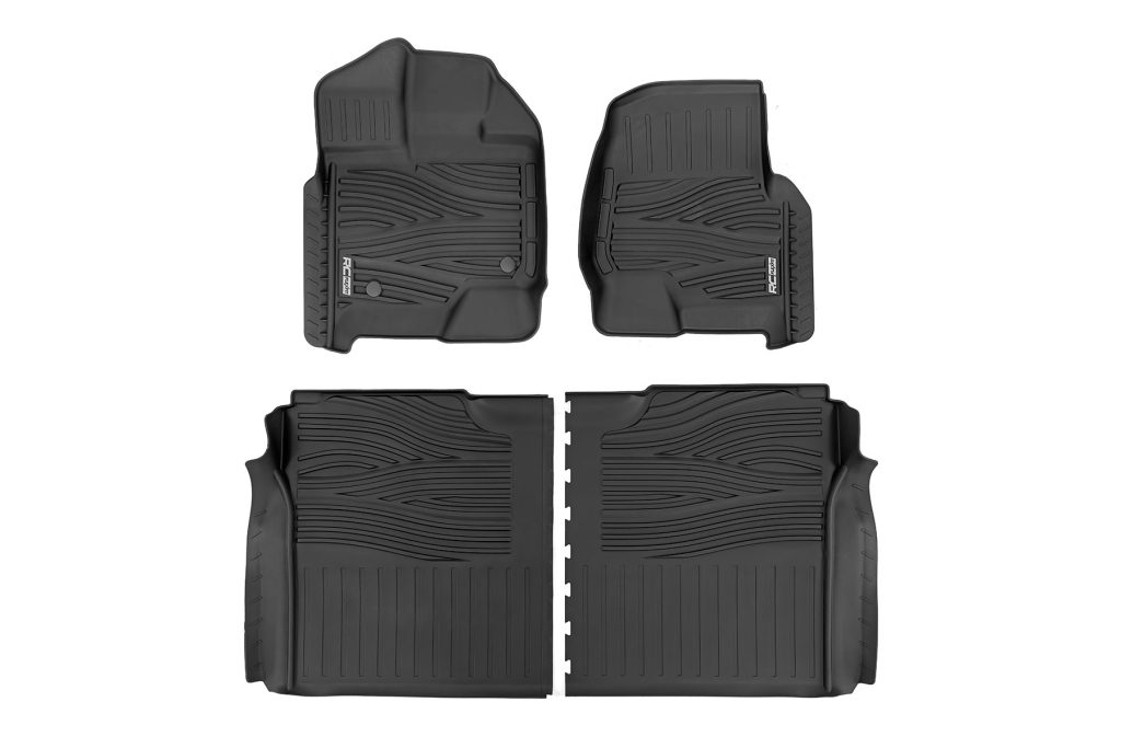 Rough Country Flex-Fit Floor Mats FR & RR Ford F-150 (15-26)/F-150 Lightning (22-26)/Raptor (17-26)