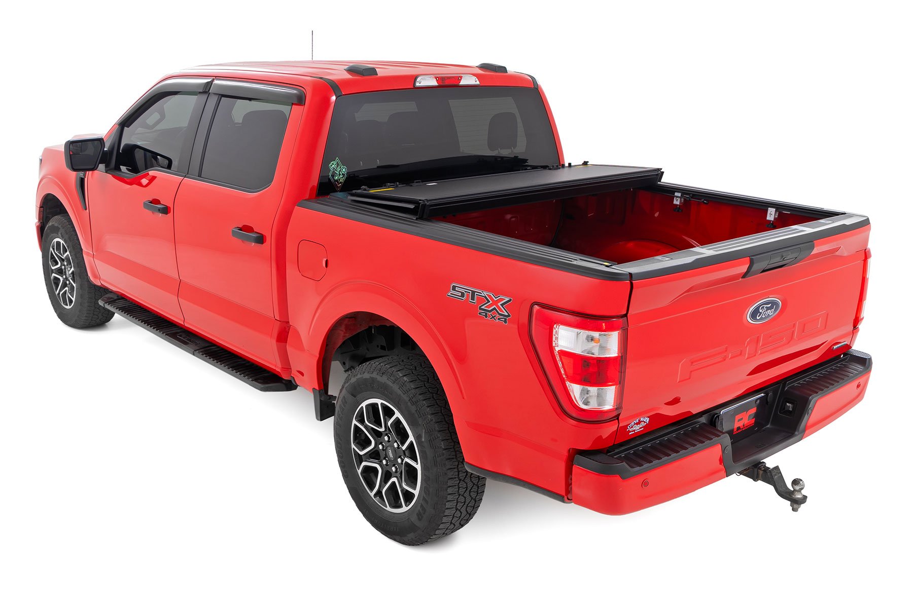 Rough Country Hard Tri-Fold Flip Up Bed Cover 5β7β³ Bed Ford F-150 2WD/4WD (2015-2020)