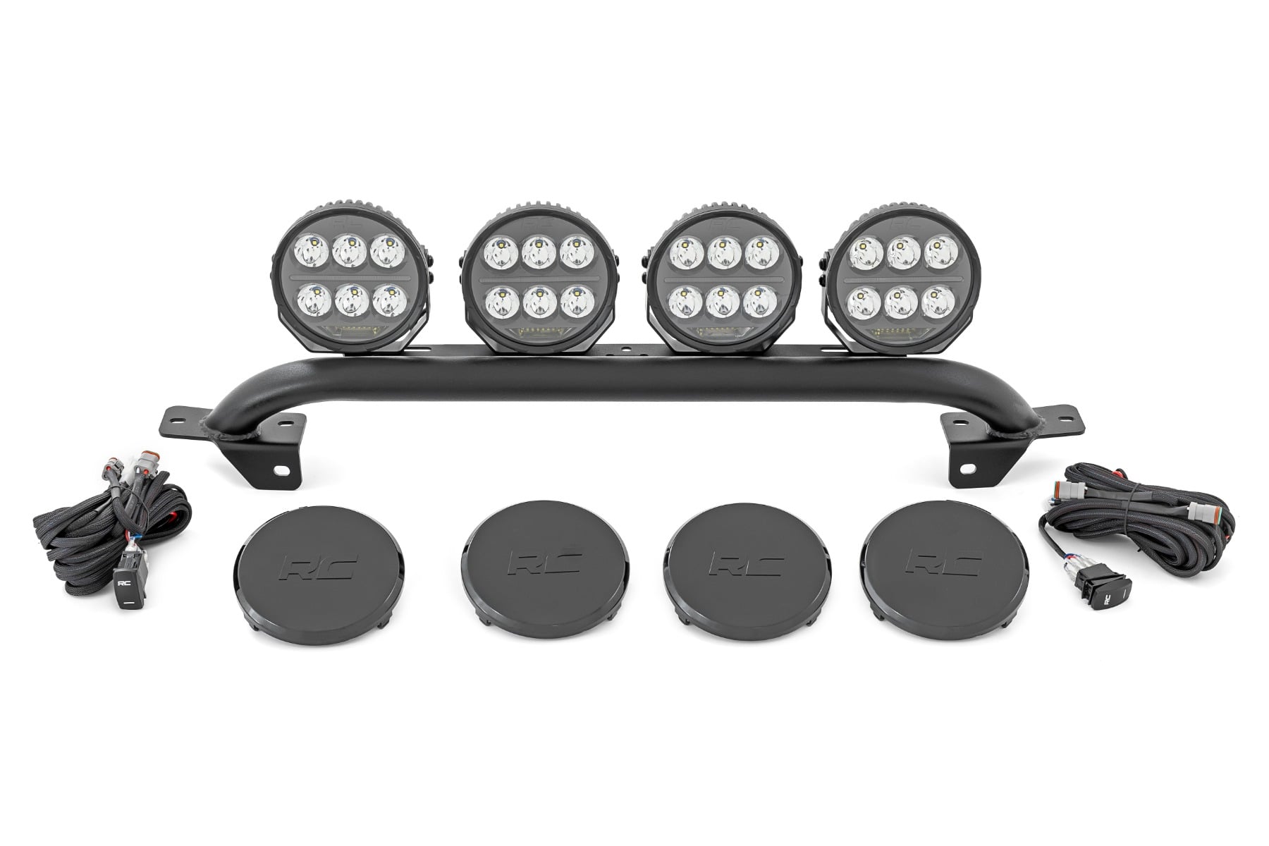 Rough Country Light Bar Mount 6.5 Inch Round LED (Quad) OE Modular Steel Ford Bronco (21-26)