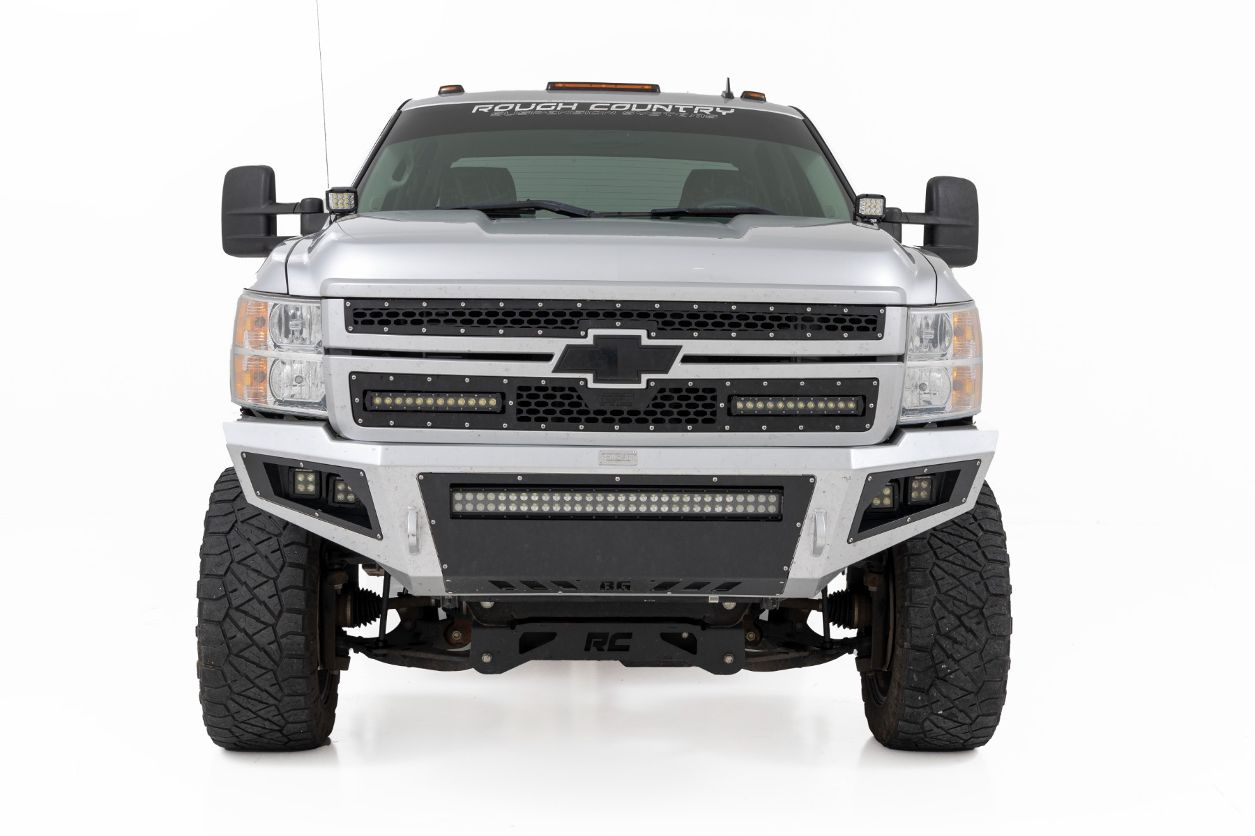 Rough Country LED Light Kit Ditch Mount 2β³ Black Pair Spot Chevy 1500 & Chevy/GMC 2500HD/3500HD (07-14)