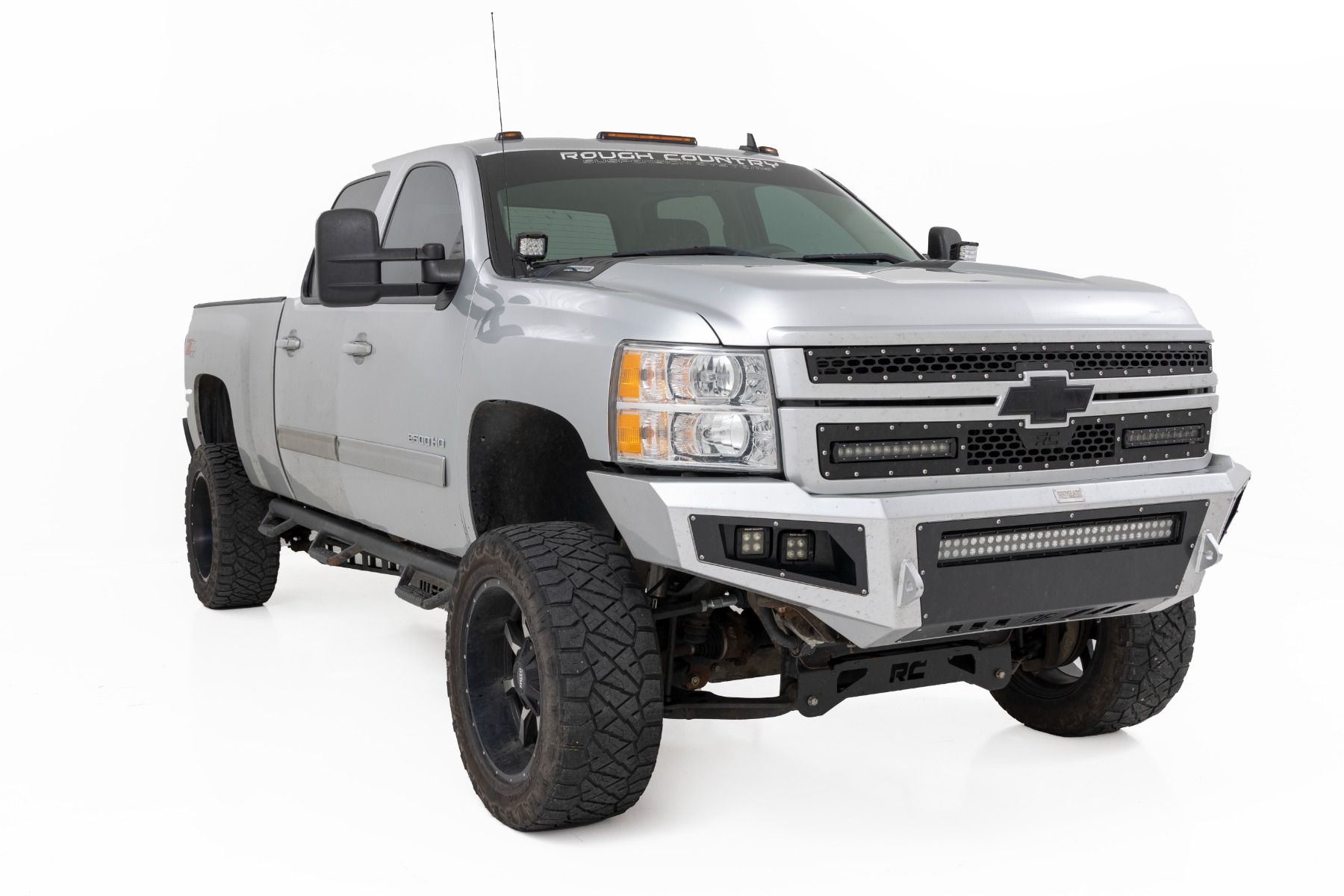 Rough Country LED Light Kit Ditch Mount 2β³ Black Pair Spot Chevy 1500 & Chevy/GMC 2500HD/3500HD (07-14)