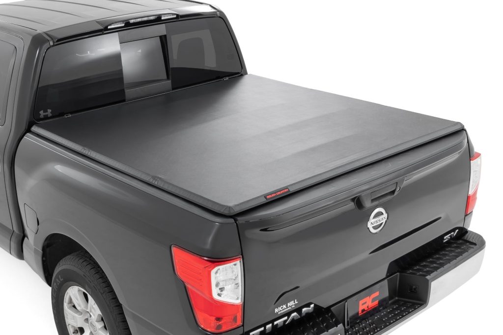 Rough Country Soft Tri-Fold Bed Cover 5’7″ Bed Nissan Titan 2WD/4WD (2017-2024)