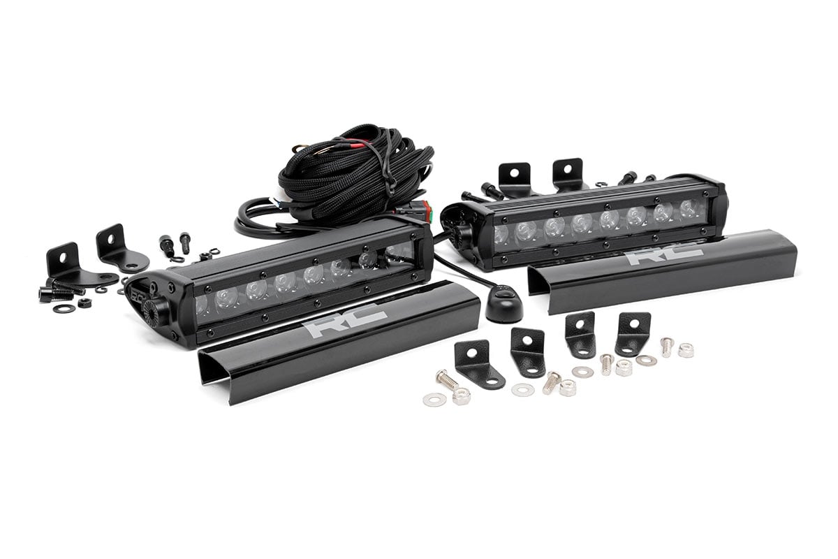 Rough Country LED Light Kit Grille Mount 8β³ Black Pair Ford F-250 Super Duty (17-19)