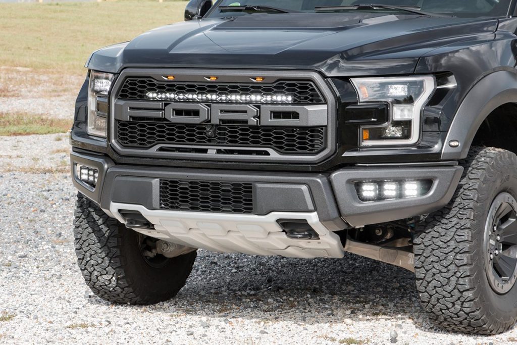 Rough Country LED Light Kit Grille Mount 30β³ Black Single Row Ford Raptor 4WD (17-20)