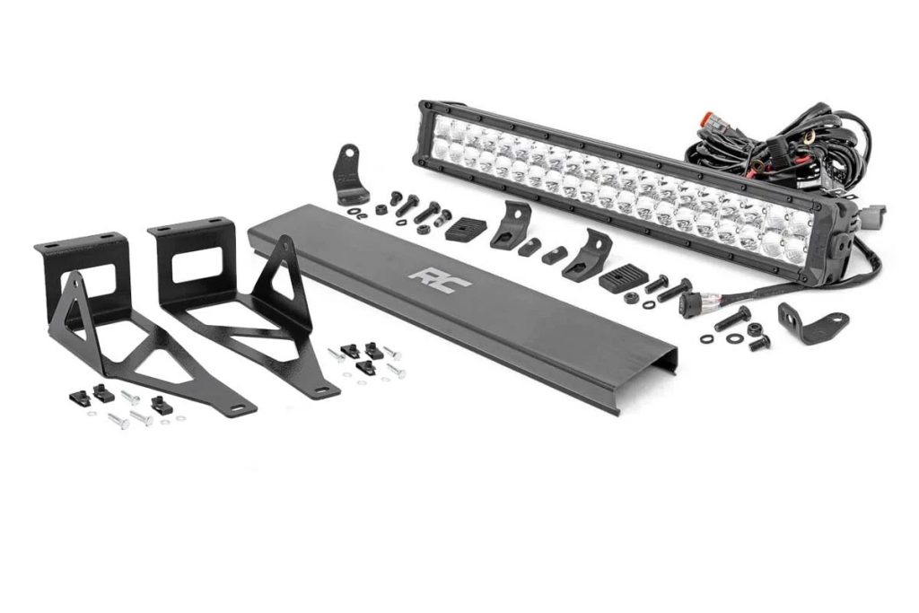 Rough Country LED Light Kit Bumper 20″ Chrome Dual Row White DRL Ford F-250/F-350 Super Duty (05-07)
