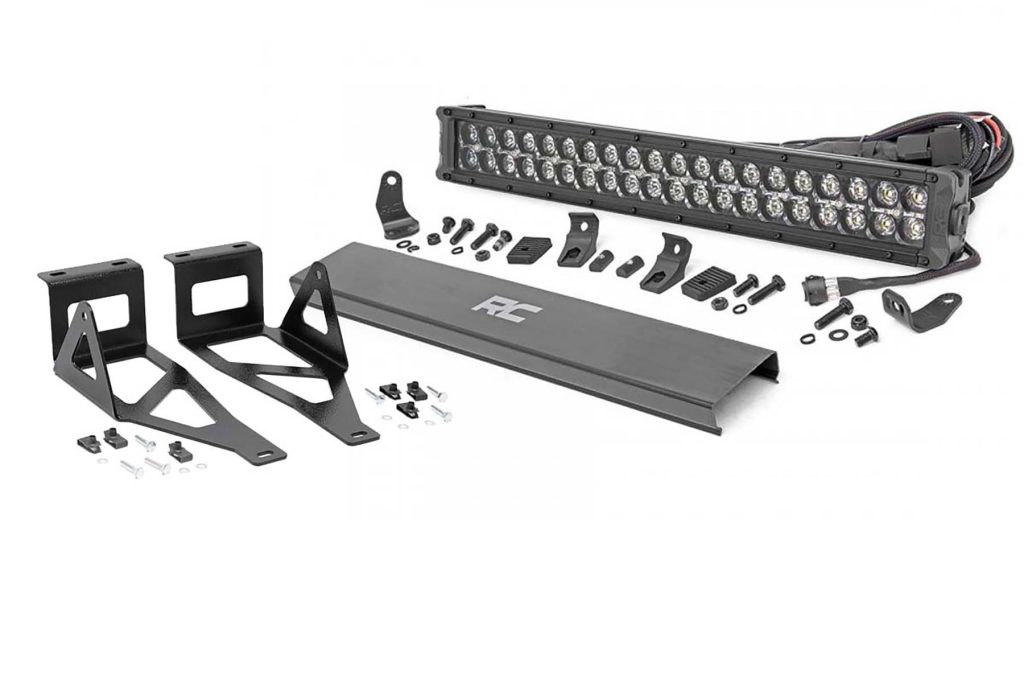 Rough Country LED Light Kit Bumper Mount 20″ Black Dual Row White DRL Ford F-250/F-350 Super Duty (05-07)