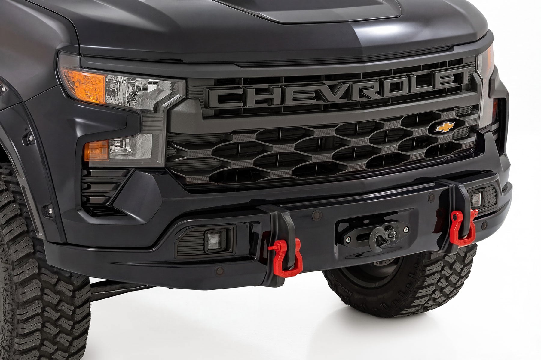 Rough Country Front FXS Bumper 12000S GBA Black Chevy Silverado 1500 2WD/4WD (23-26)