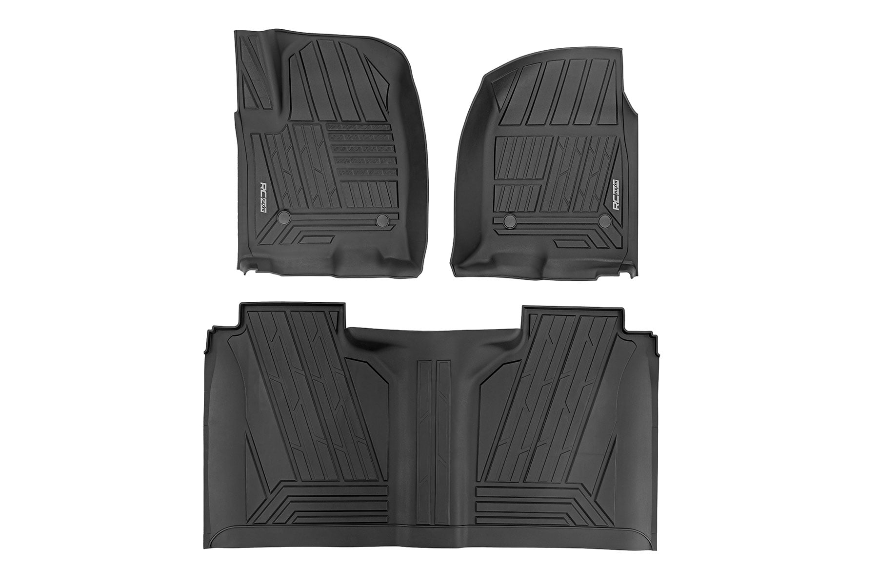 Rough Country Flex-Fit Floor Mats FR & RR FR Bucket Crew Chevy/GMC 1500/2500HD/3500HD (19-26)