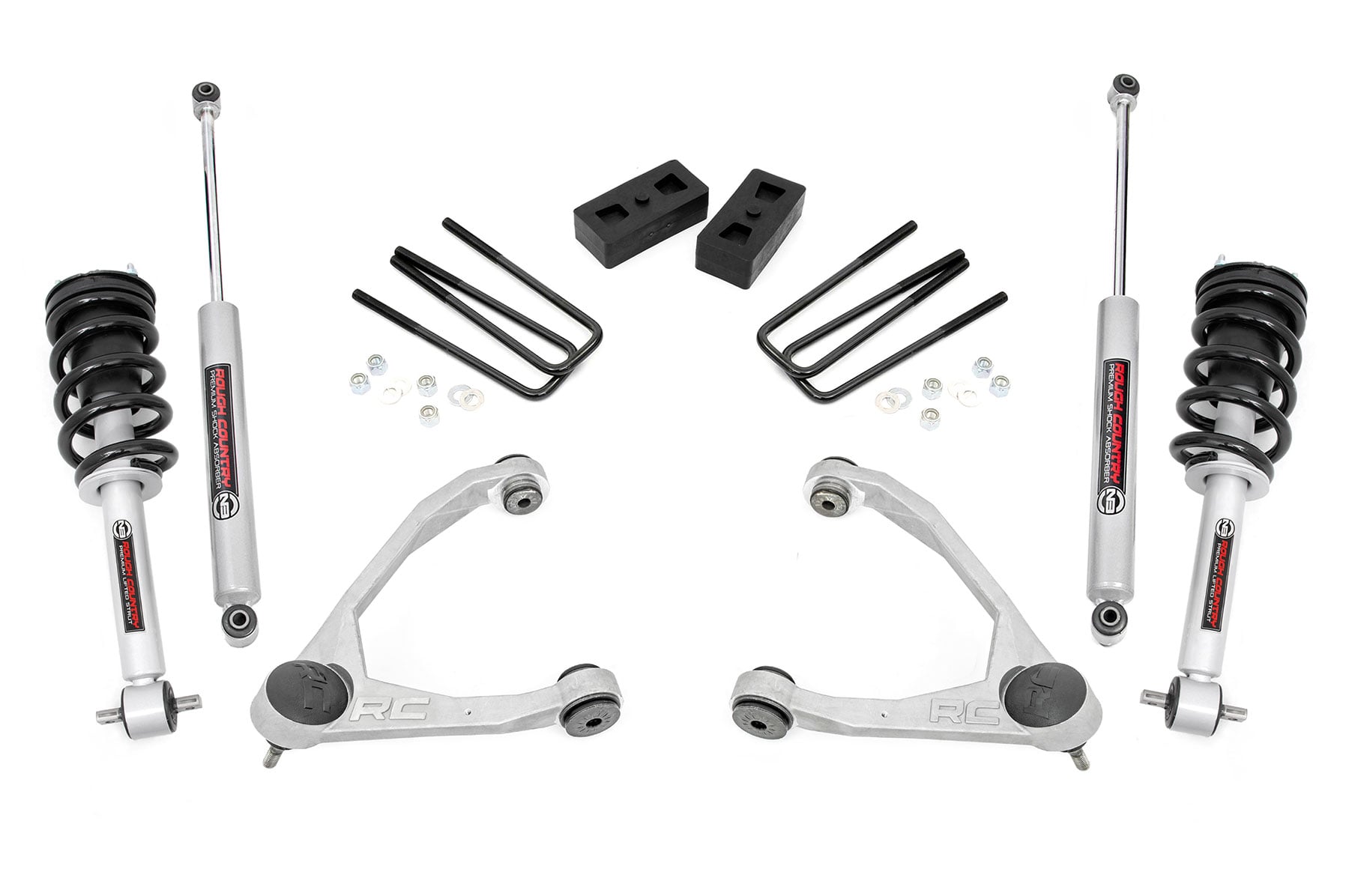 Rough Country 3.5 Inch Lift Kit Cast Steel N3 Strut Chevy/GMC 1500 (07-13)