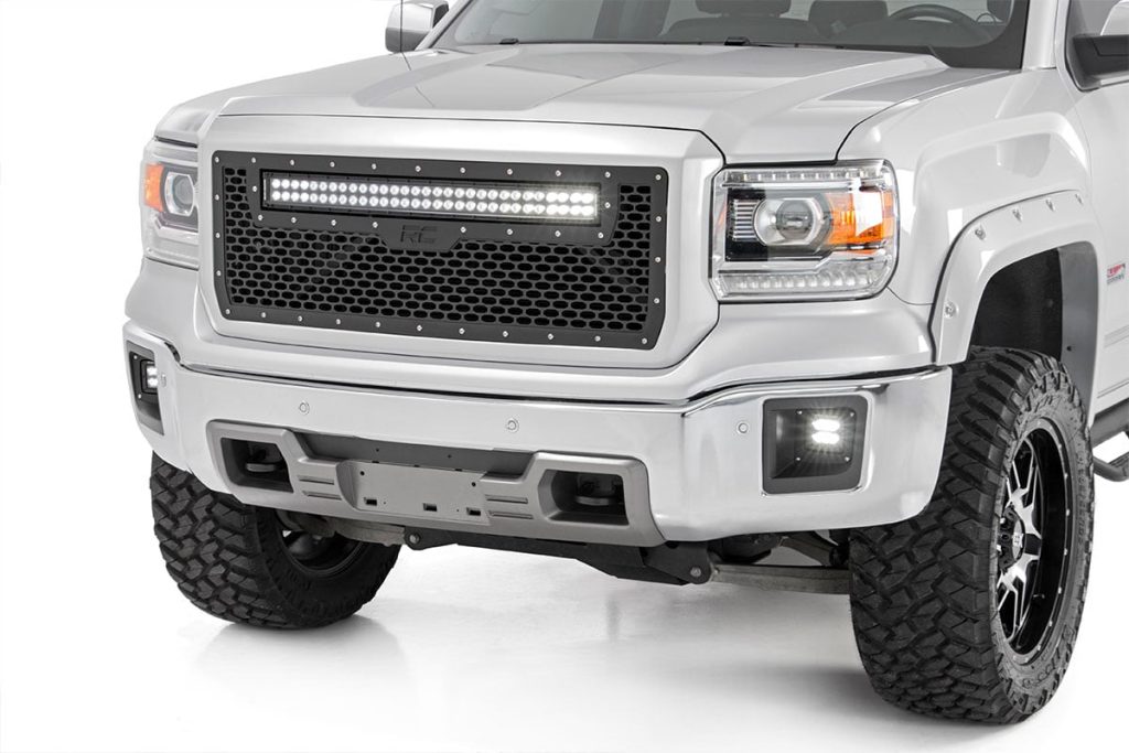 Rough Country Mesh Grille 30β³ Dual Row LED Black GMC Sierra 1500 2WD/4WD (2014-2015)