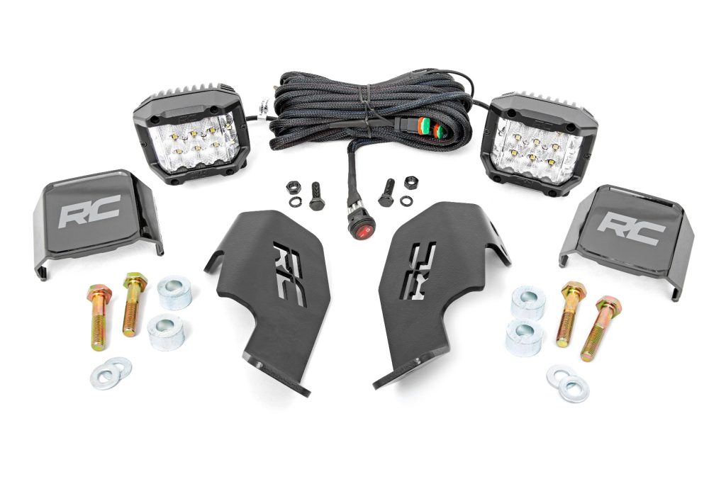 Rough Country LED Light Kit Cage Mount 2β³ Chrome Pair Wide Angle Honda Talon 1000
