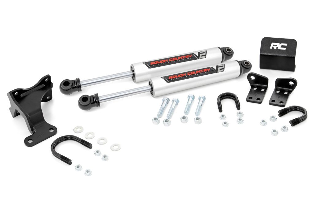 Rough Country V2 Steering Stabilizer Dual 2-8 Inch Lift Jeep Wrangler JK/Wrangler Unlimited (07-18)