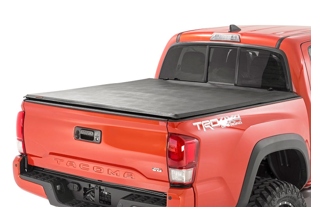 Rough Country Soft Tri-Fold Bed Cover 5β² Bed Dbl Cab Toyota Tacoma 2WD/4WD (16-23)