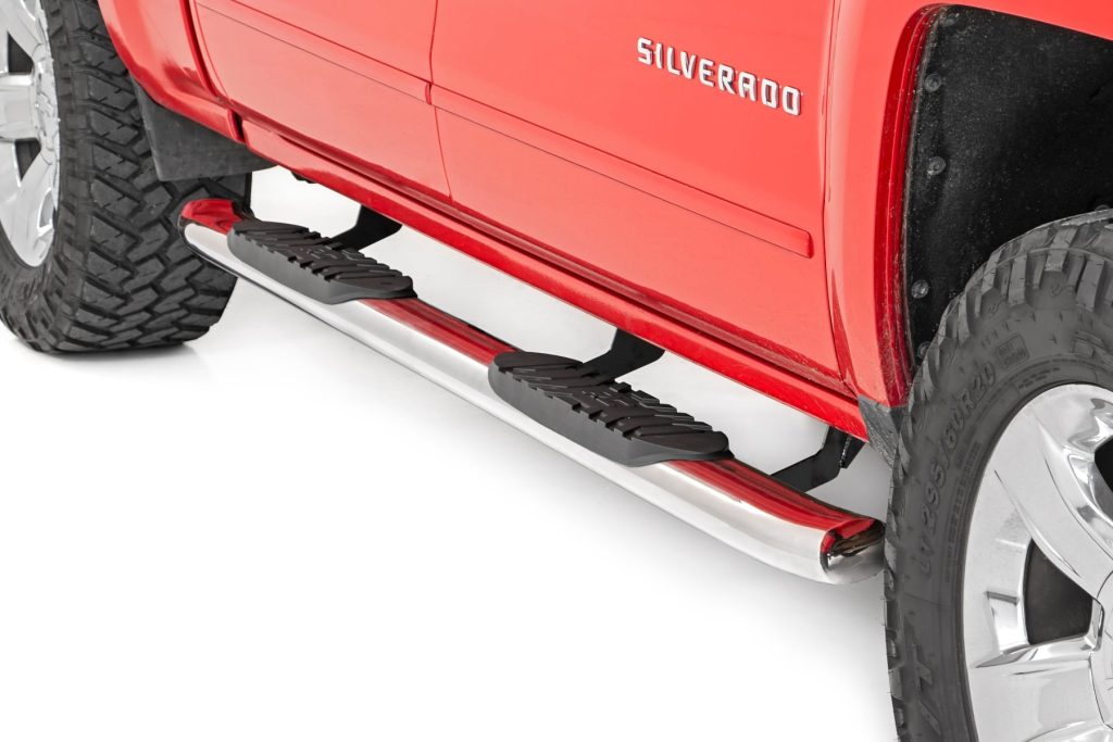 Rough Country Oval Nerf Steps Stainless Crew Cab DEF Tank Chevy/GMC 1500/2500HD/3500HD (07-19 & Classic)