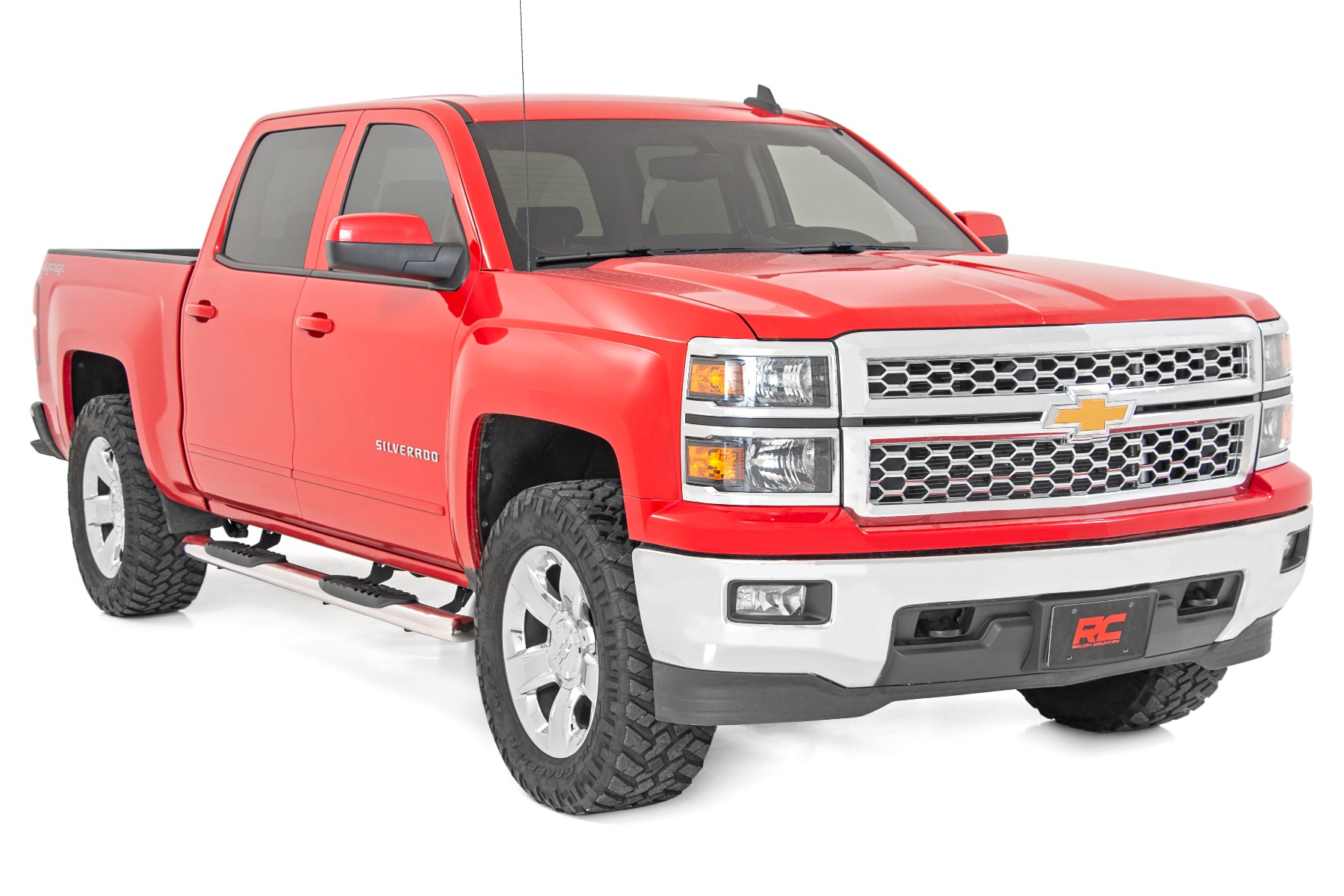 Rough Country Oval Nerf Steps Stainless Crew Cab DEF Tank Chevy/GMC 1500/2500HD/3500HD (07-19 & Classic)
