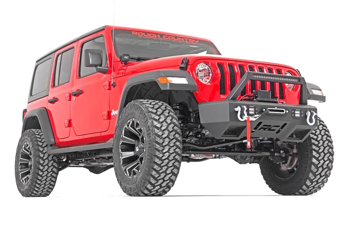 Rough Country 3.5 Inch Lift Kit Adj Lower FR D/S M1 Jeep Wrangler Unlimited (18-23)