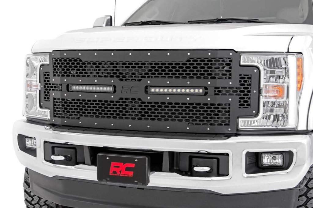 Rough Country Mesh Grille 12″ Dual Row LED Black Ford F-250/F-350 Super Duty (17-19)