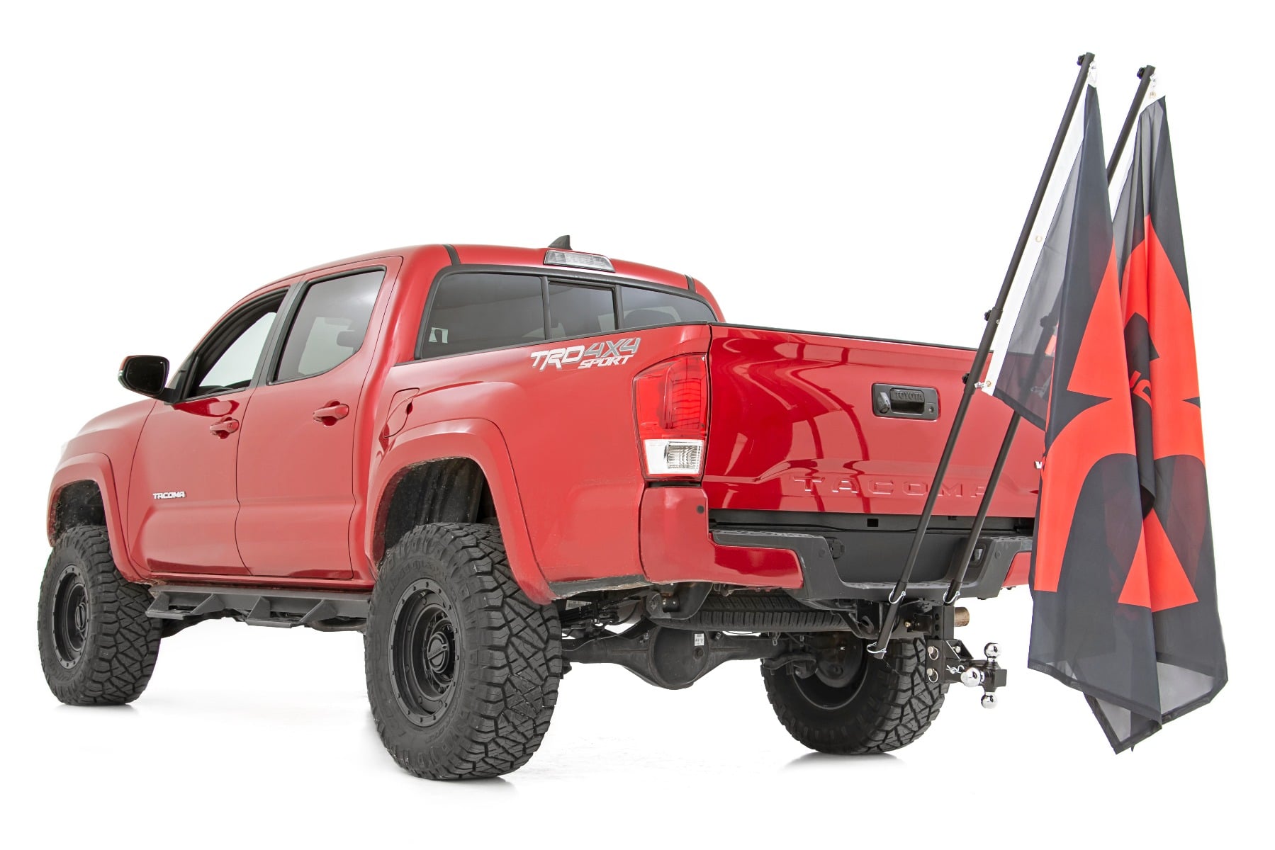 Rough Country Flag Pole Holder Dual 2 Inch Hitch w/ Flag Poles