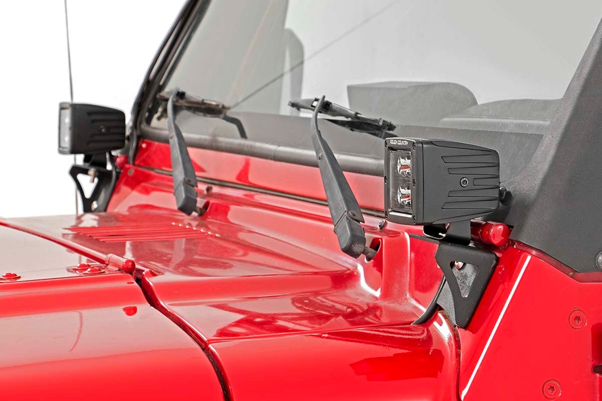 Rough Country Light Mounts Lower Windshield Jeep Wrangler TJ (97-06)/Wrangler Unlimited (04-06)
