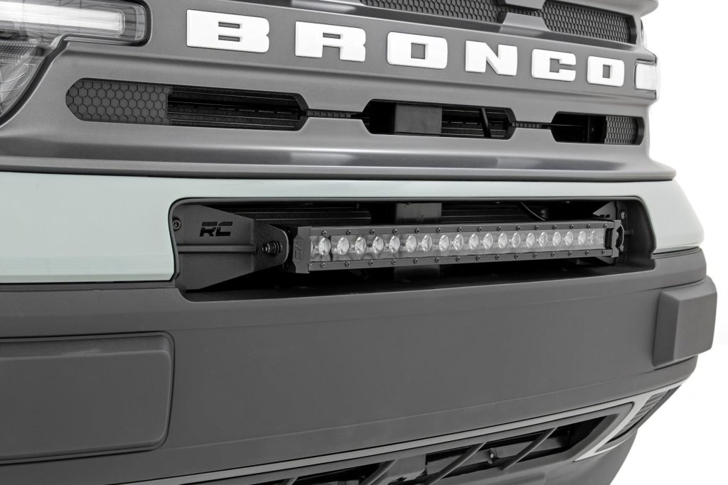 Rough Country LED Light Kit Bumper Mount 20″ Black Single Row White DRL Ford Bronco Sport (21-26)