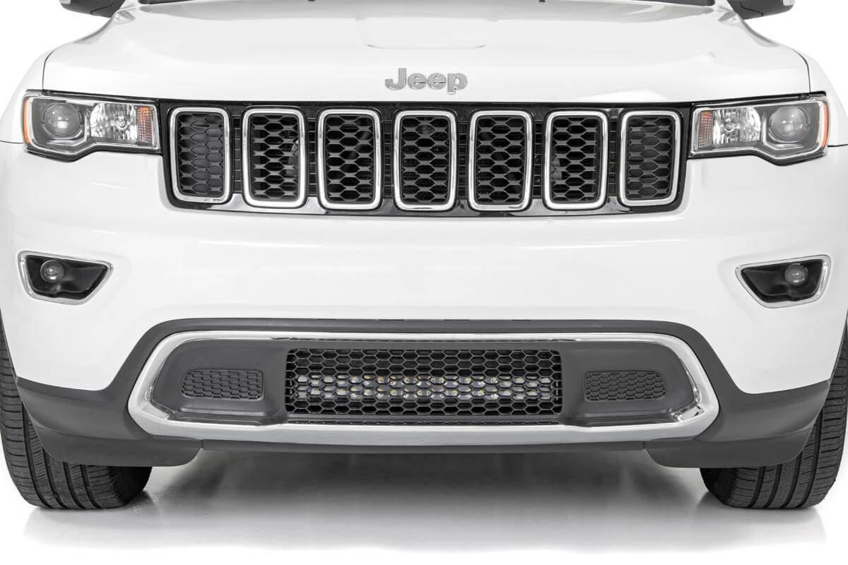 Rough Country LED Light Kit Bumper Mount 20β³ Black Dual Row White DRL Jeep Grand Cherokee WK2 (11-20)