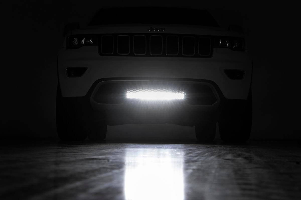 Rough Country LED Light Kit Bumper Mount 20β³ Black Dual Row White DRL Jeep Grand Cherokee WK2 (11-20)