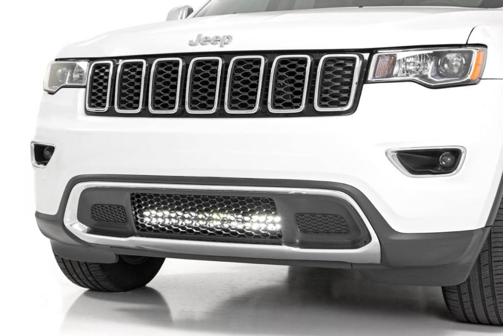 Rough Country LED Light Kit Bumper Mount 20β³ Black Dual Row White DRL Jeep Grand Cherokee WK2 (11-20)