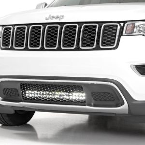 Rough Country LED Light Kit Bumper Mount 20β³ Black Dual Row White DRL Jeep Grand Cherokee WK2 (11-20)