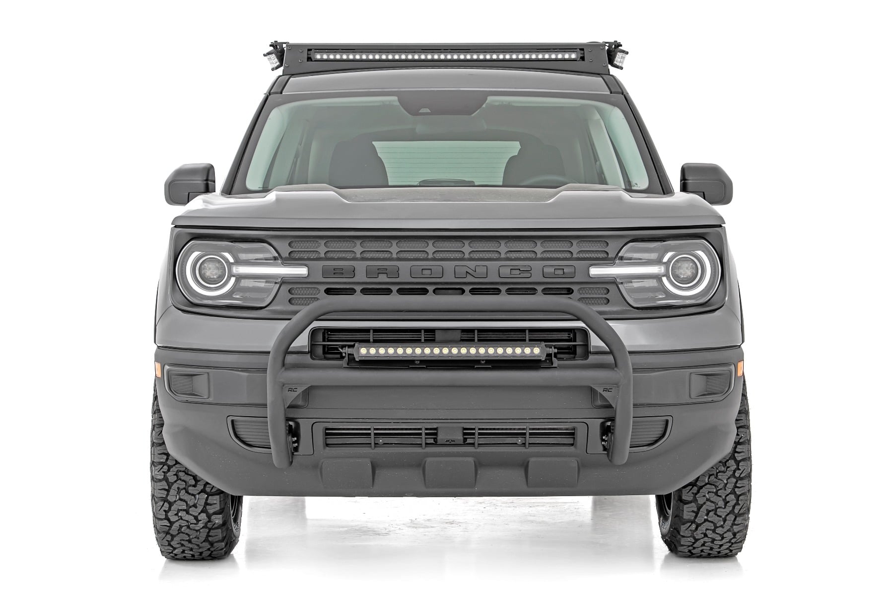 Rough Country Nudge Bar 20 Inch BLK DRL Single Row LED Ford Bronco Sport 4WD (21-24)