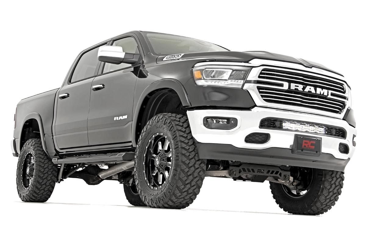 Rough Country LED Light Kit Bumper Mount 20β³ Chrome Dual Row White DRL Ram 1500 (19-24)