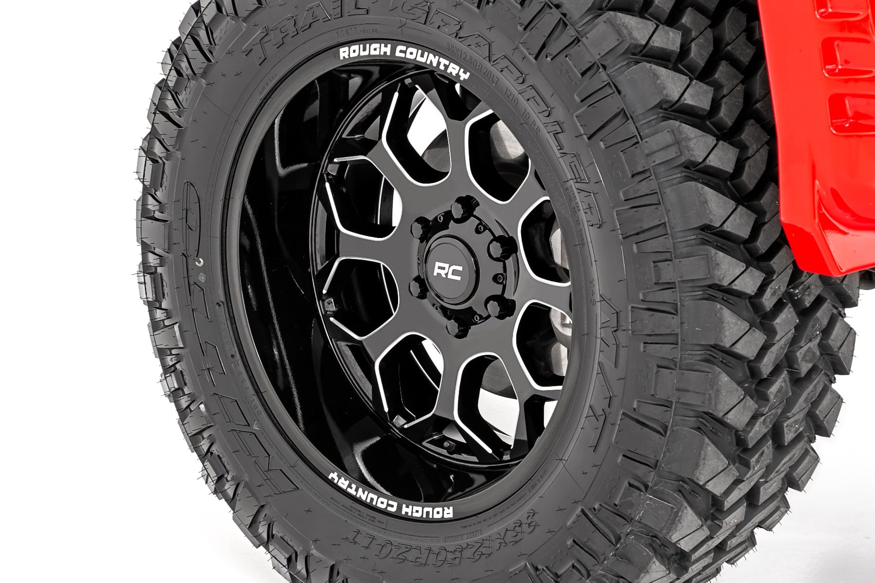 Rough Country 96 Series Wheel One-Piece Gloss Black 20x10 6x135 -19mm