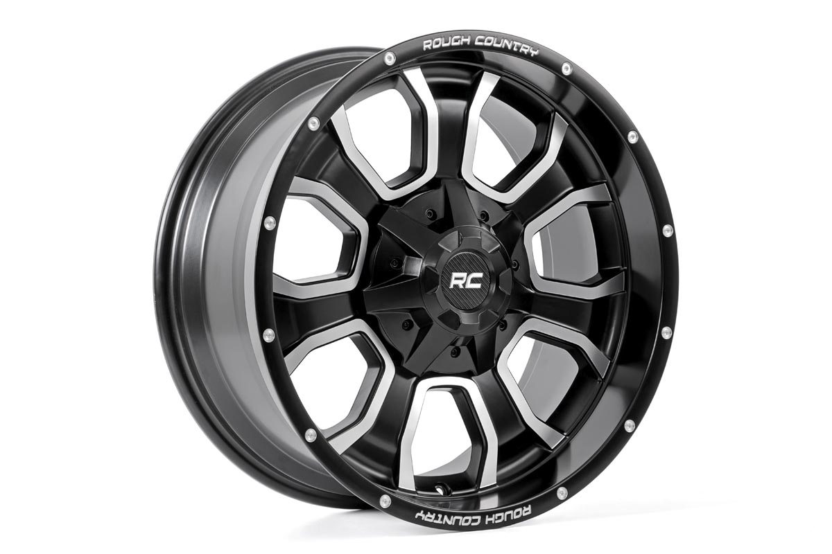 Rough Country 93 Series Wheel One-Piece Machined Black 20x9 6x5.5/6x135 0mm