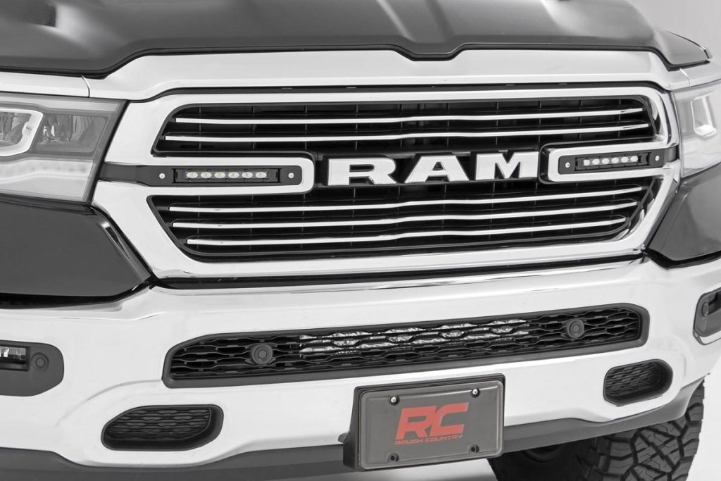 Rough Country Dual 6in LED Grille Kit Black Slimline Ram 1500 2WD/4WD (2019-2024)