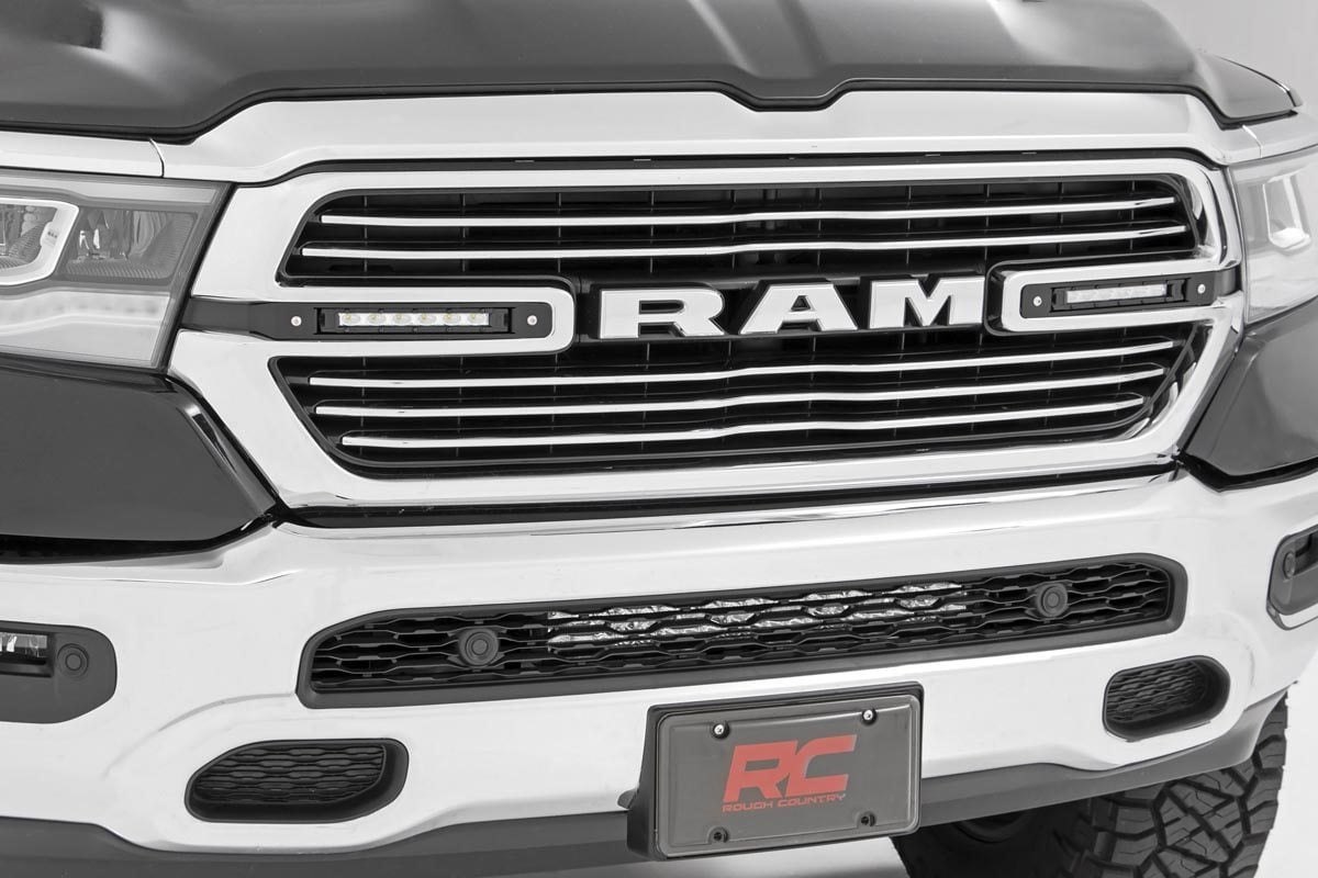 Rough Country Dual 6in LED Grille Kit Chrome Slimline Ram 1500 2WD/4WD (2019-2024)