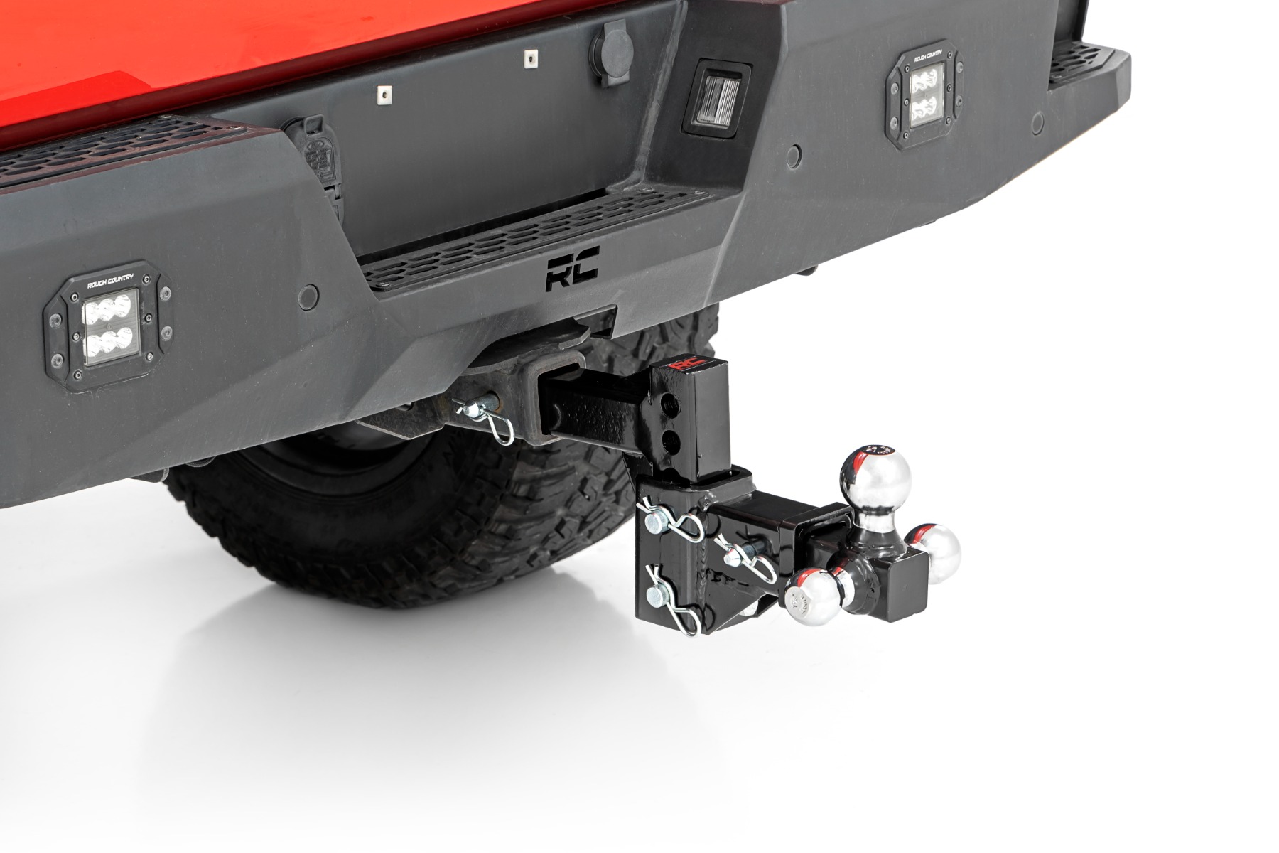 Rough Country Adjustable Trailer Hitch 6 Inch Drop Multi-Ball Mount Fits 2 Inch Receiver