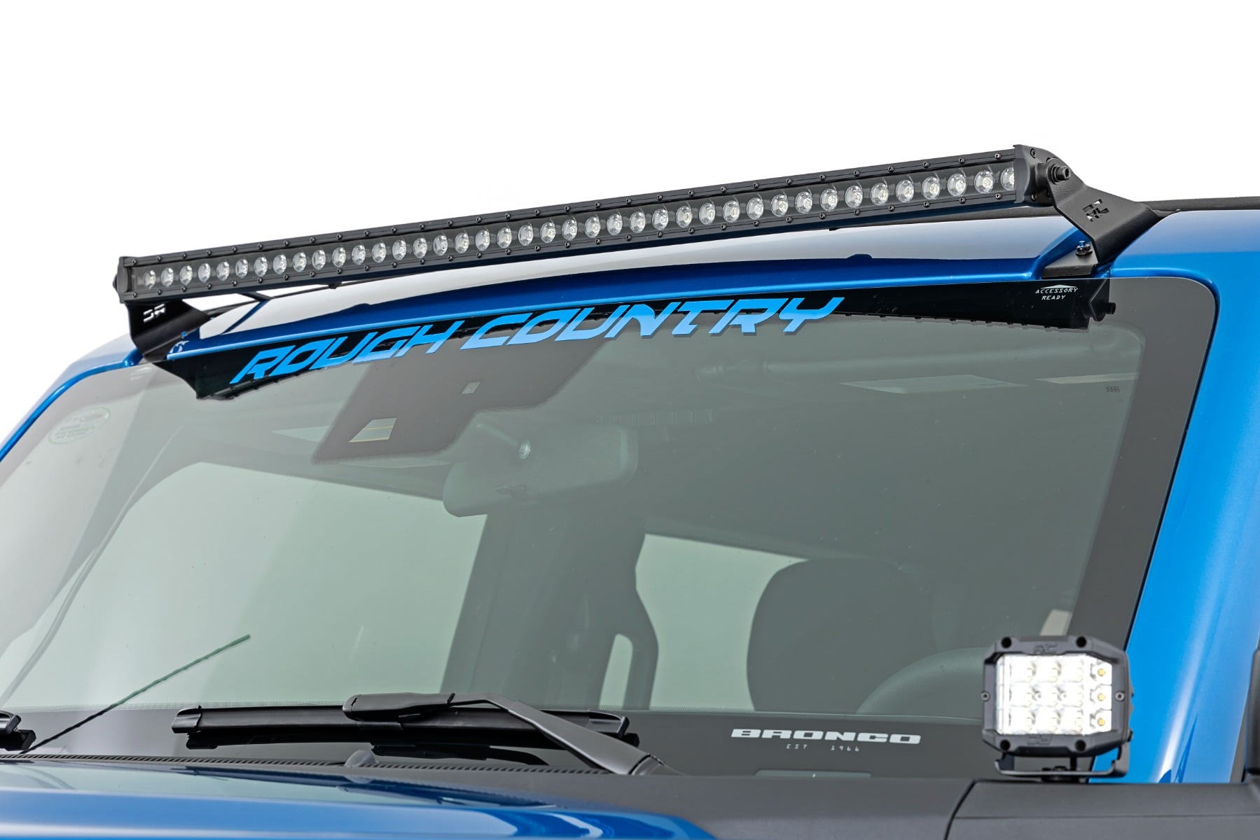Rough Country LED Light Kit Upper Windshield 40β³ Black Single Row Ford Bronco (21-26)