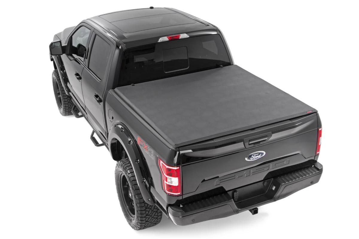 Rough Country Soft Tri-Fold Bed Cover 6β7β³ Bed Ford F-150 (21-26)/F-150 Lightning (22-26)