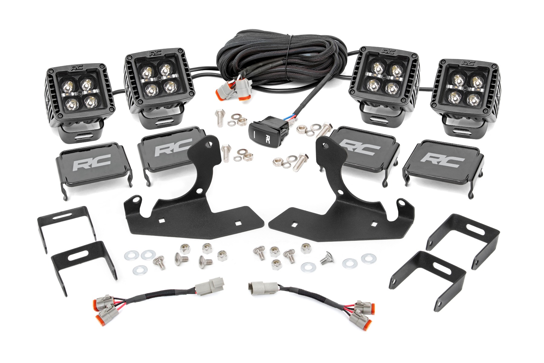 Rough Country LED Light Kit Fog Mount 2β³ Black Pair Amber DRL Chevy Silverado 2500 HD/3500 HD (11-14)