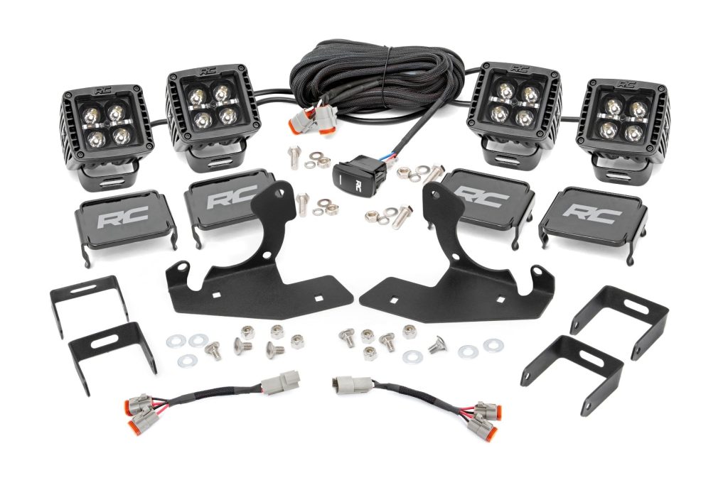 Rough Country LED Light Kit Fog 2β³ Black Pairs x2 White DRL Chevy Silverado 1500/2500HD/3500HD 2WD/4WD